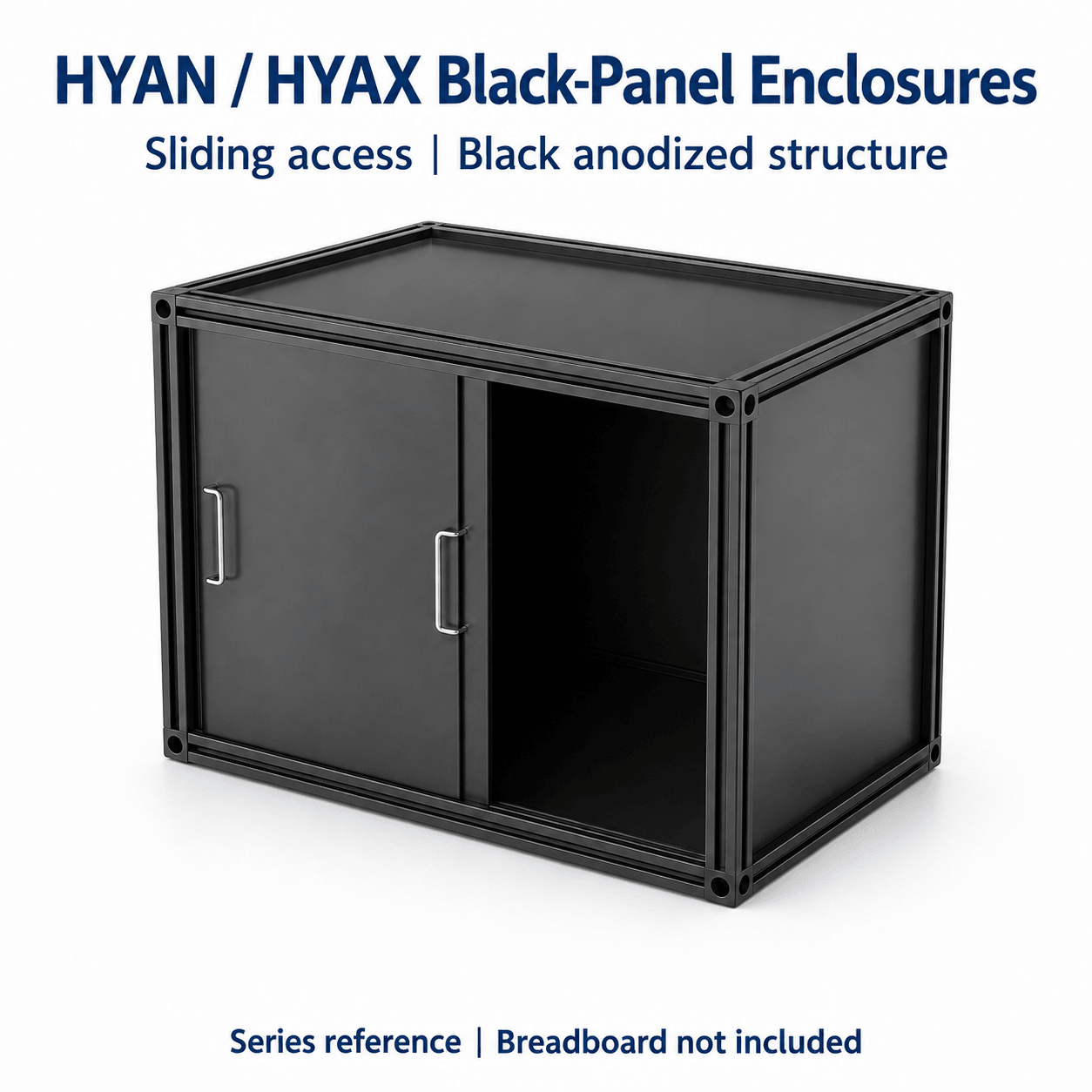 HYAX / HYAN Black-Panel Experiment Enclosures — English reference illustration