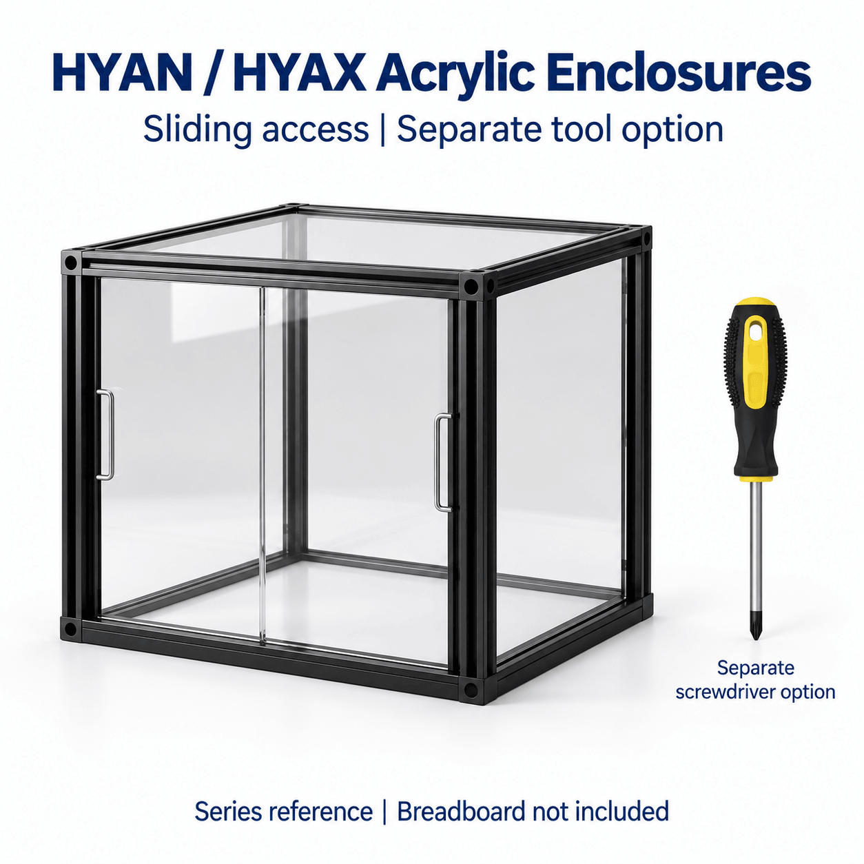 HYAN / HYAX Transparent Acrylic Experiment Enclosures — English reference illustration