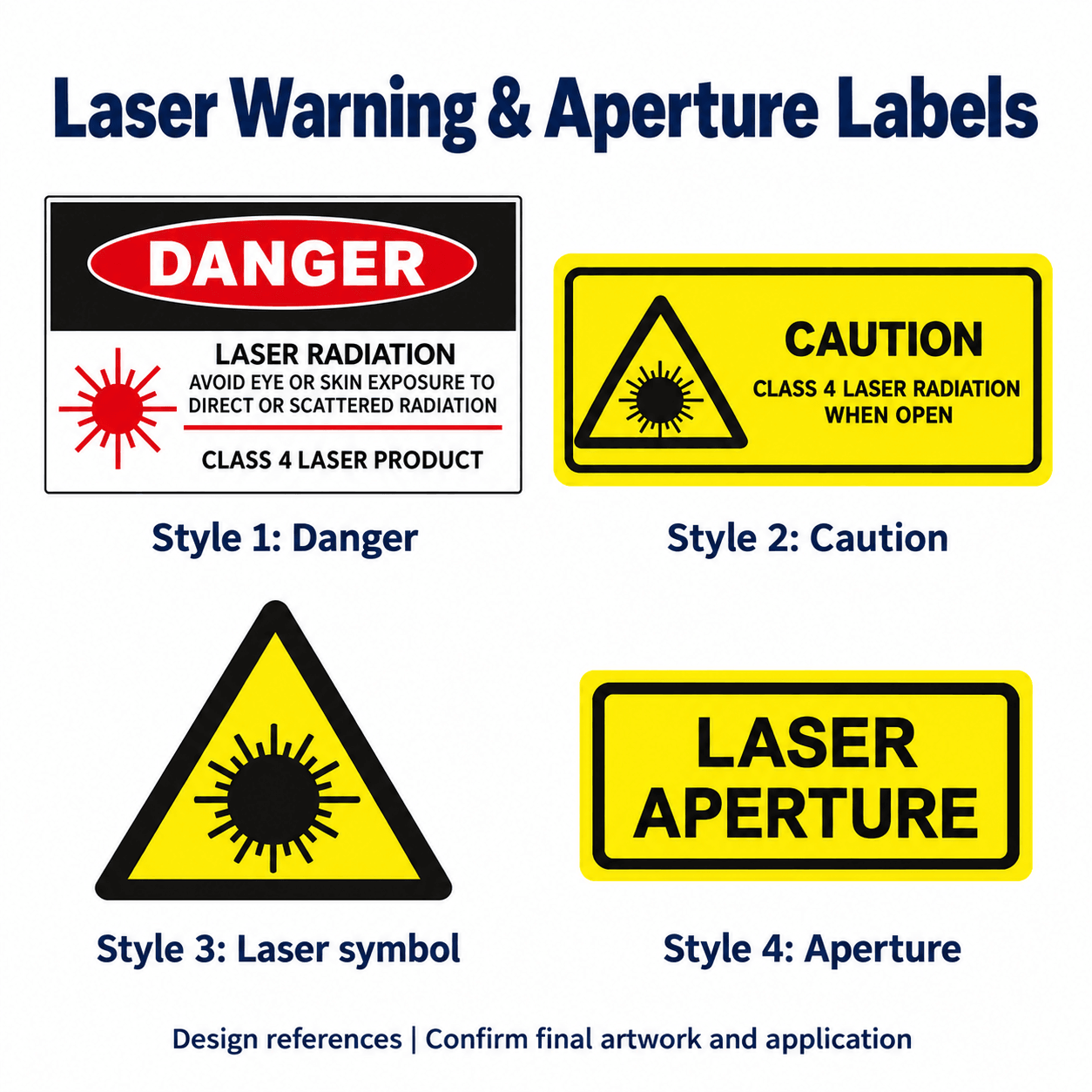Laser Warning and Aperture Labels — English reference illustration