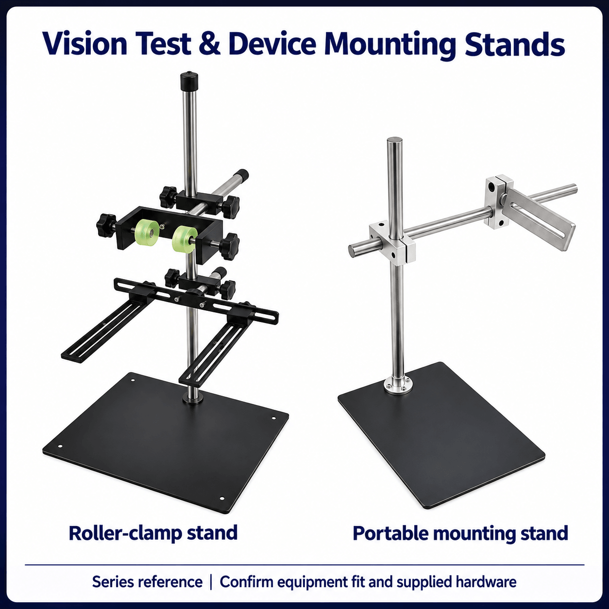 Vision Test Platforms and Portable Device Stands — English reference illustration