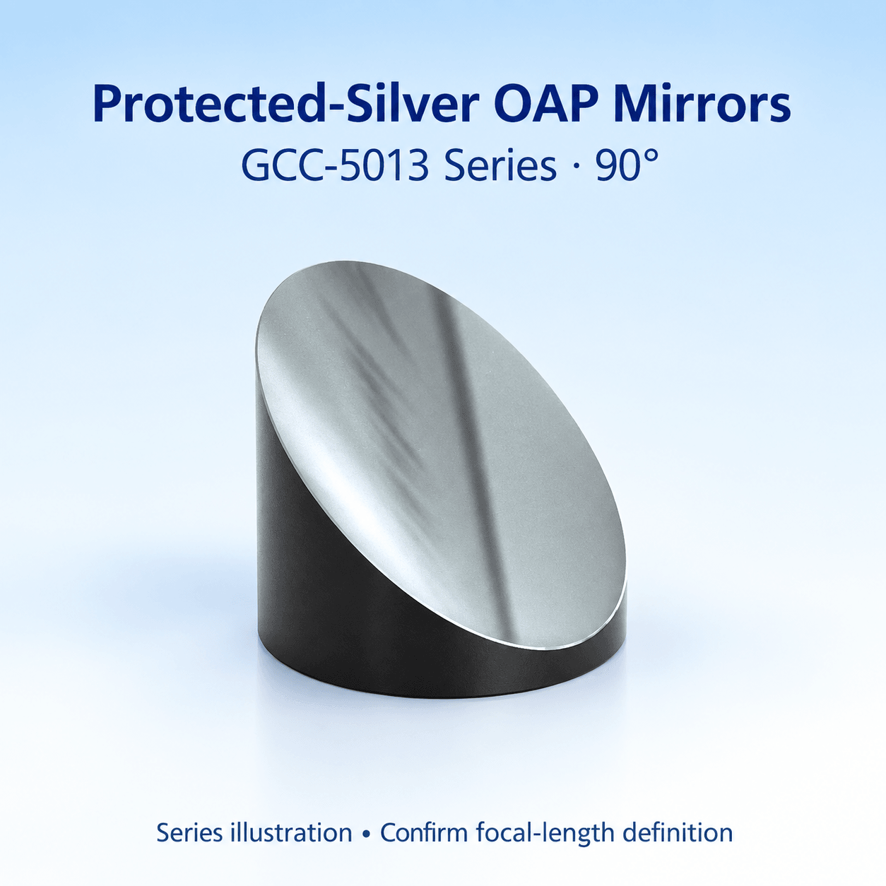 GCC-5013 Protected-Silver 90° Off-Axis Parabolic Mirrors — English reference illustration