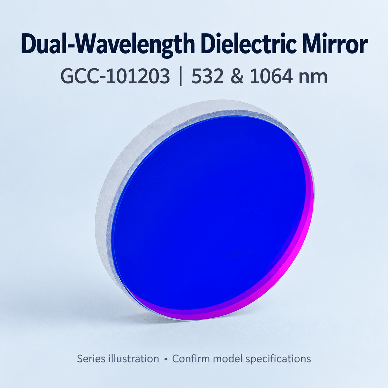 GCC-101203 Dual-Wavelength Dielectric Mirror — English reference illustration