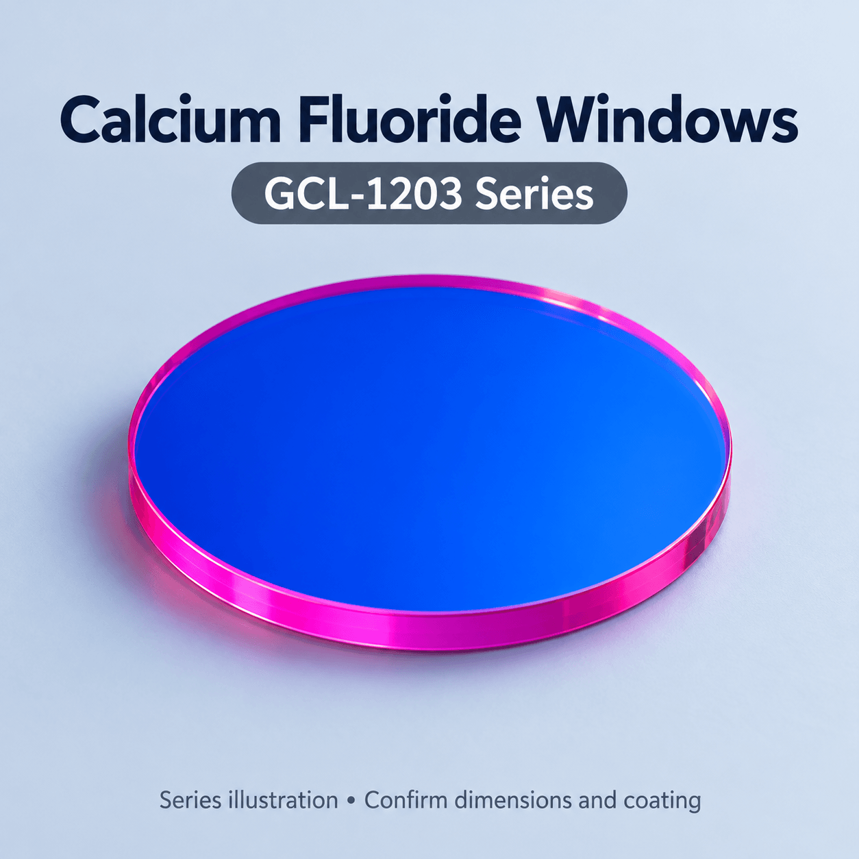 GCL-1203 Series Calcium Fluoride Windows — English reference illustration