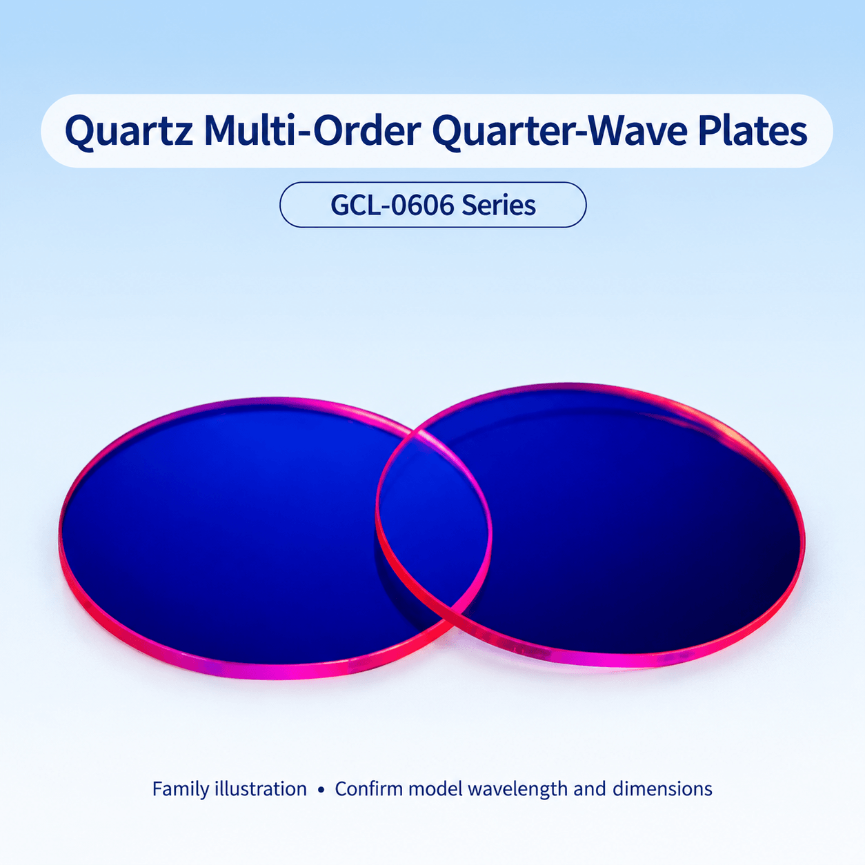 GCL-0606 Quartz Multi-Order Quarter-Wave Plates — English reference illustration