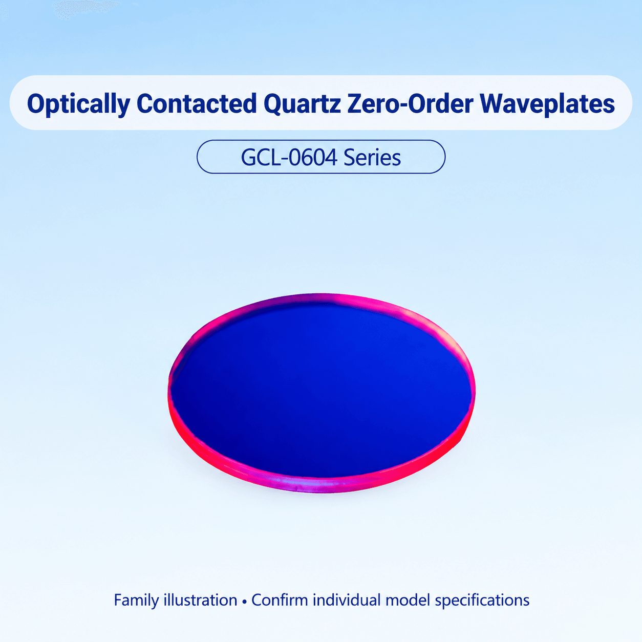 GCL-0604 Optically Contacted Quartz Zero-Order Waveplates — English reference illustration