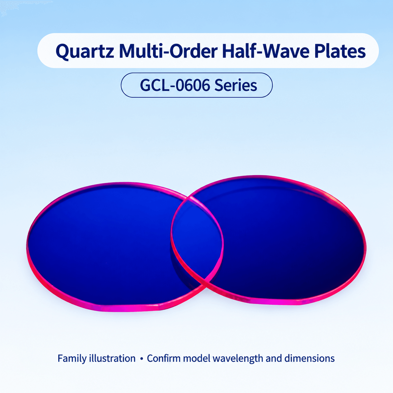 GCL-0606 Quartz Multi-Order Half-Wave Plates — English reference illustration