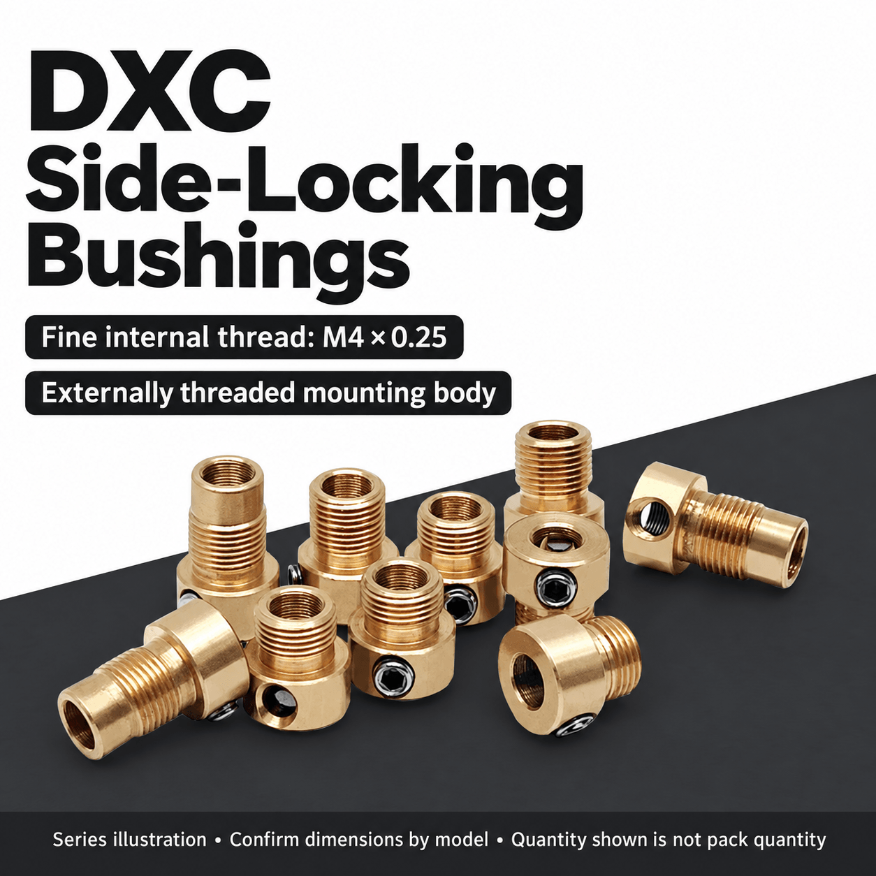 DXC Side-Locking Fine-Thread Bushings — English reference illustration