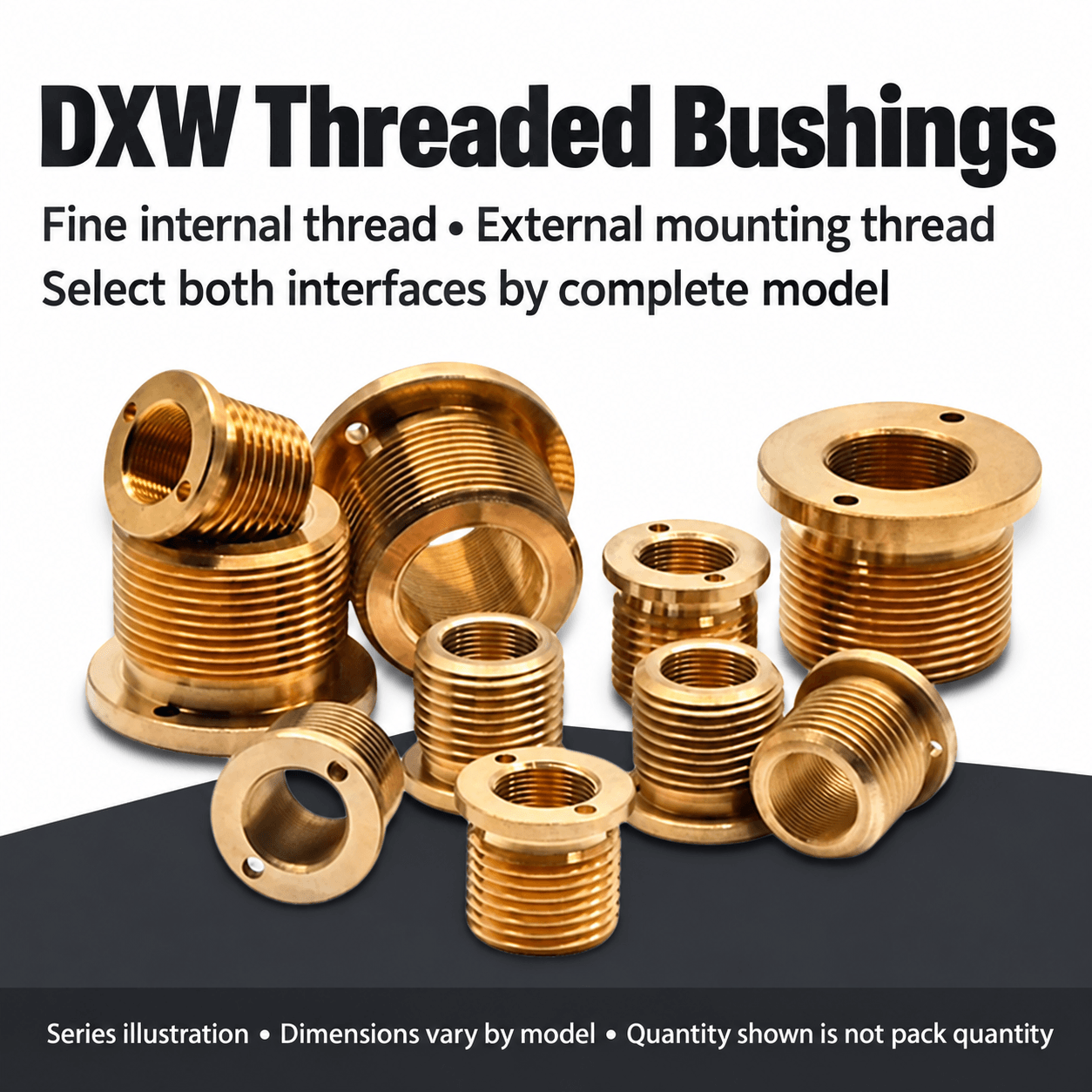 DXW Externally Threaded Fine-Adjustment Bushings — English reference illustration