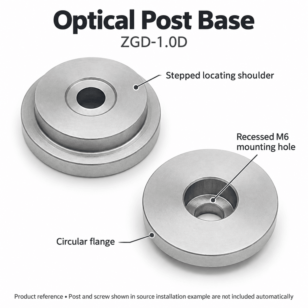 ZGD-1.0D Optical Post Base — English reference illustration