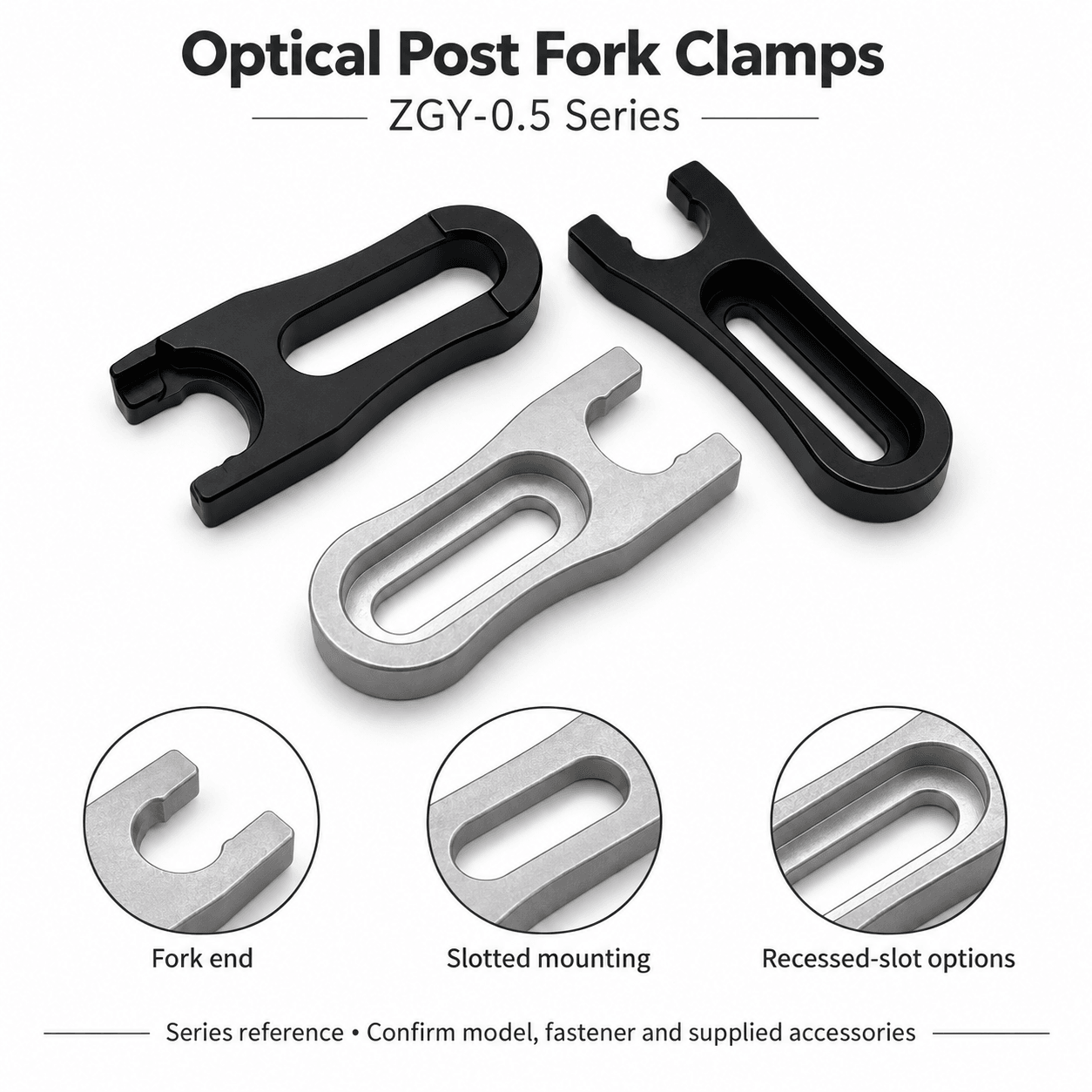 ZGY-0.5 Optical Post Fork Clamps — English reference illustration