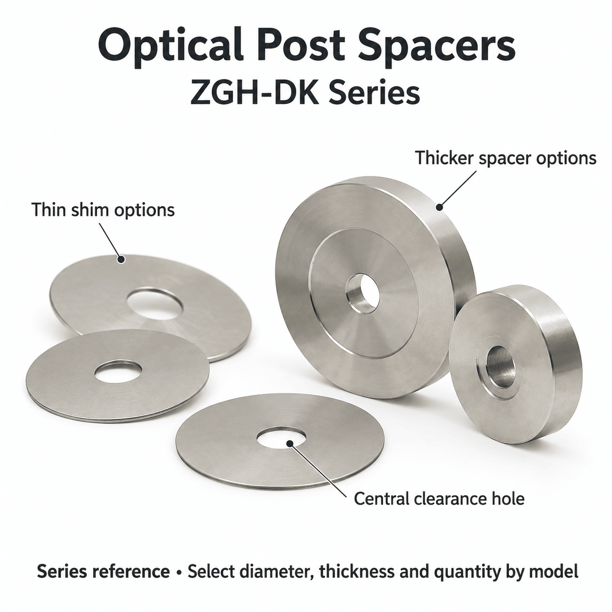 ZGH-DK Stainless Steel Optical Post Spacers — English reference illustration