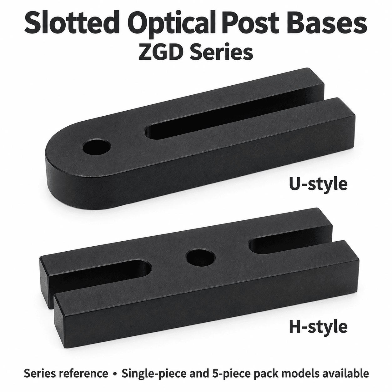 ZGD U- and H-Style Optical Post Mounting Bases — English reference illustration