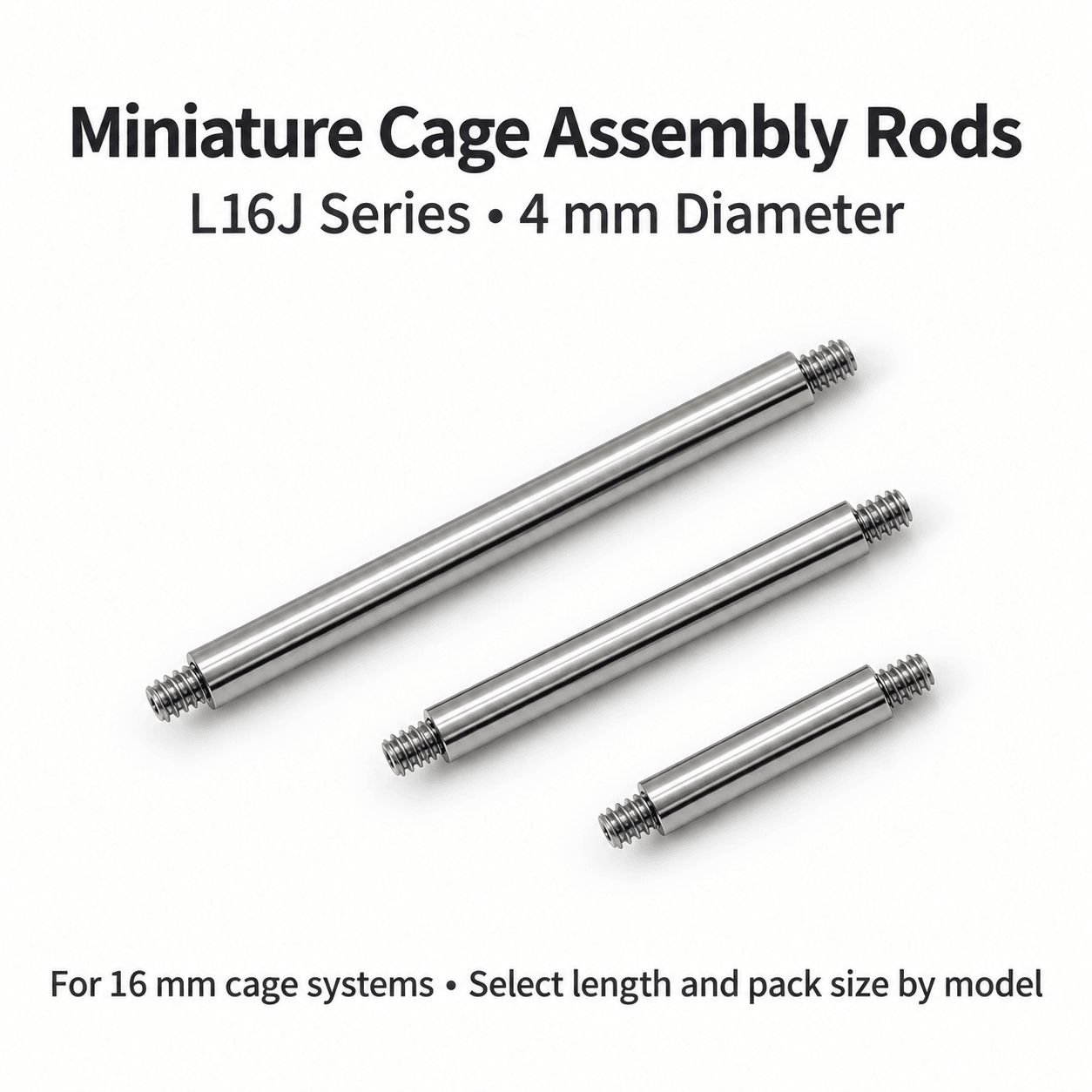 L16J Cage Assembly Rods for 16 mm Systems — English reference illustration