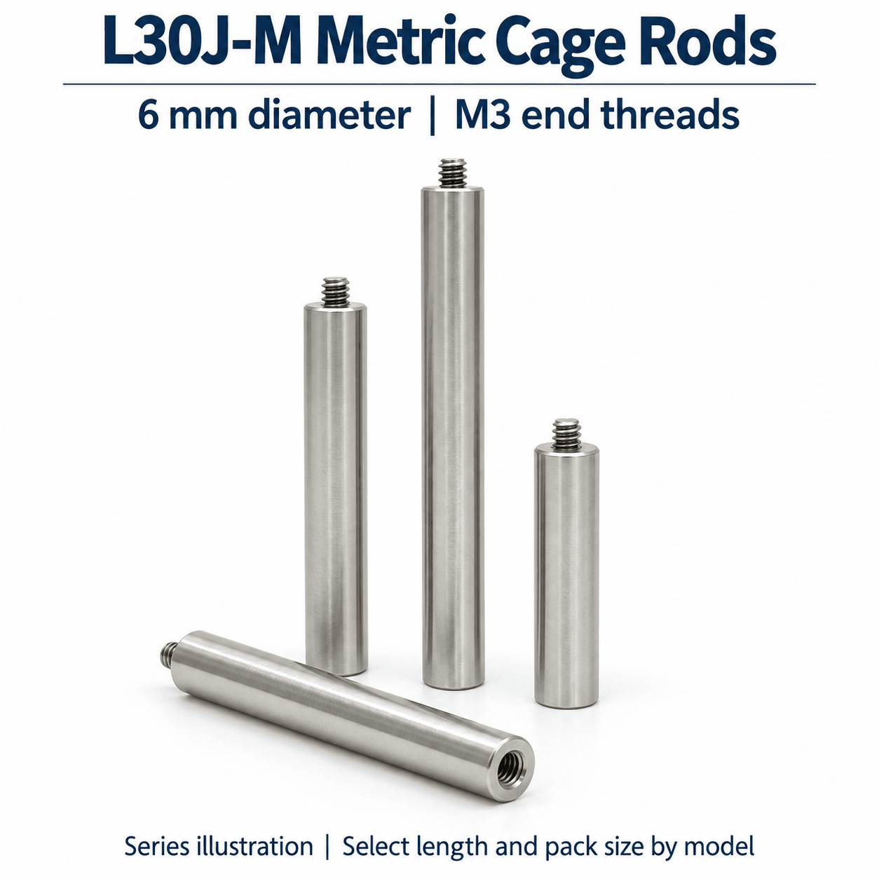 L30J-M Metric Cage Rods, 6 mm Diameter — English reference illustration