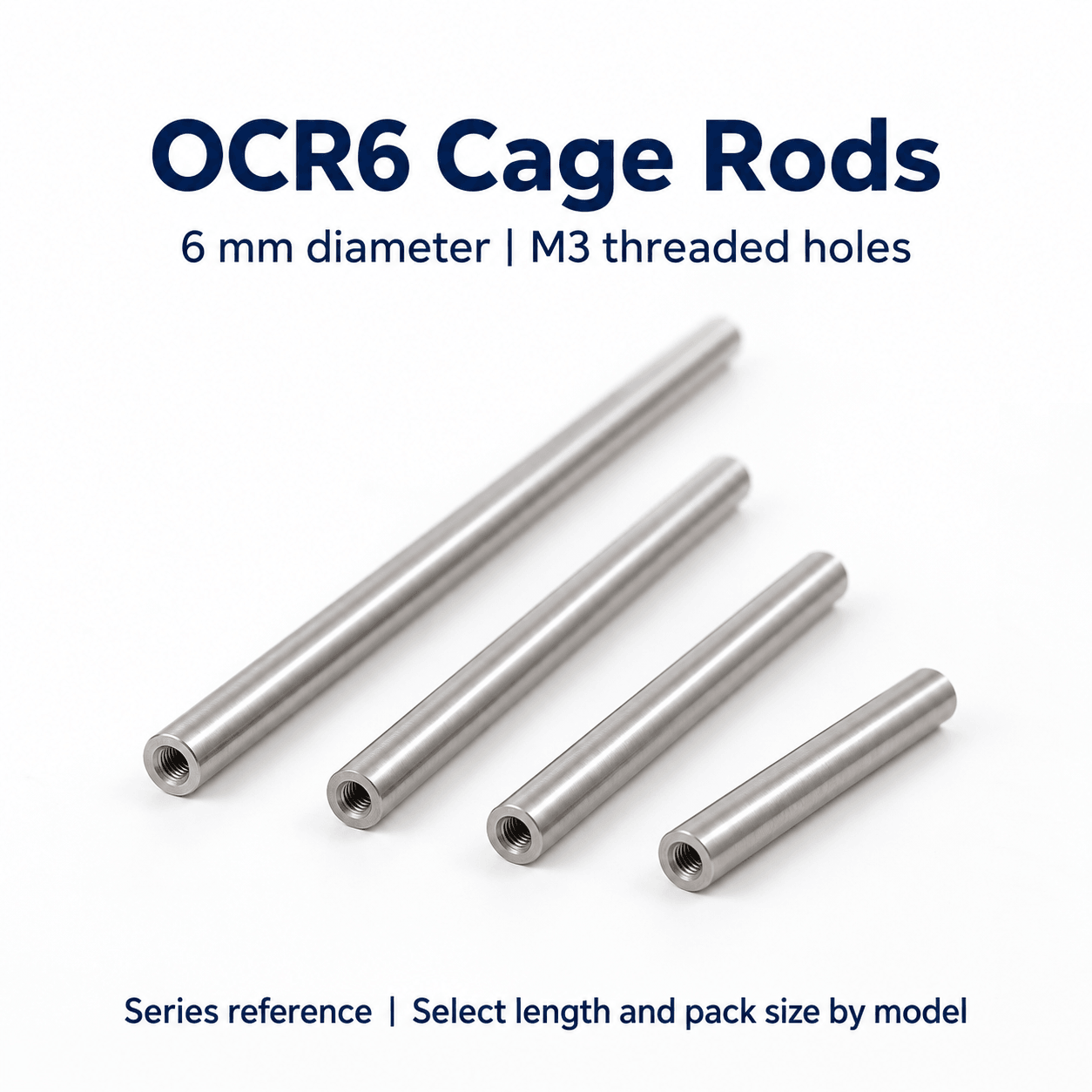 OCR6 Cage Rods with M3 Threaded Holes, 6 mm Diameter — English reference illustration