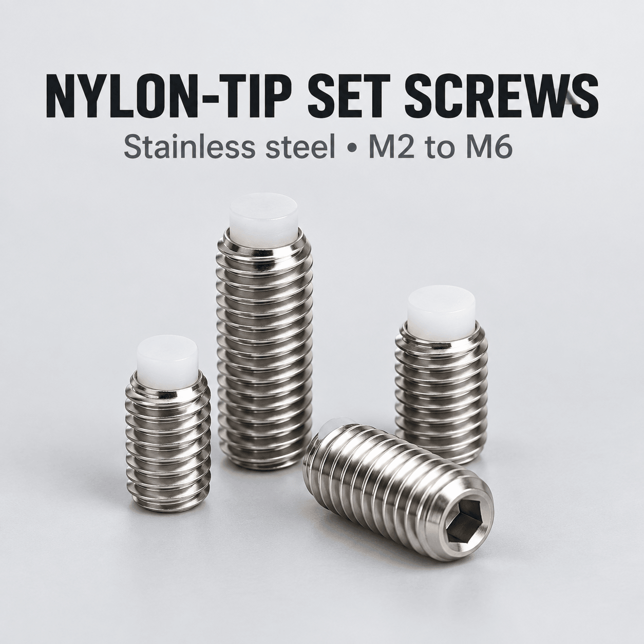 Stainless Steel Nylon-Tip Socket Set Screws — English reference illustration