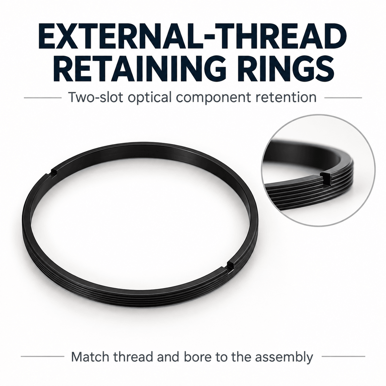 ZFK Two-Slot Externally Threaded Retaining Rings — English reference illustration