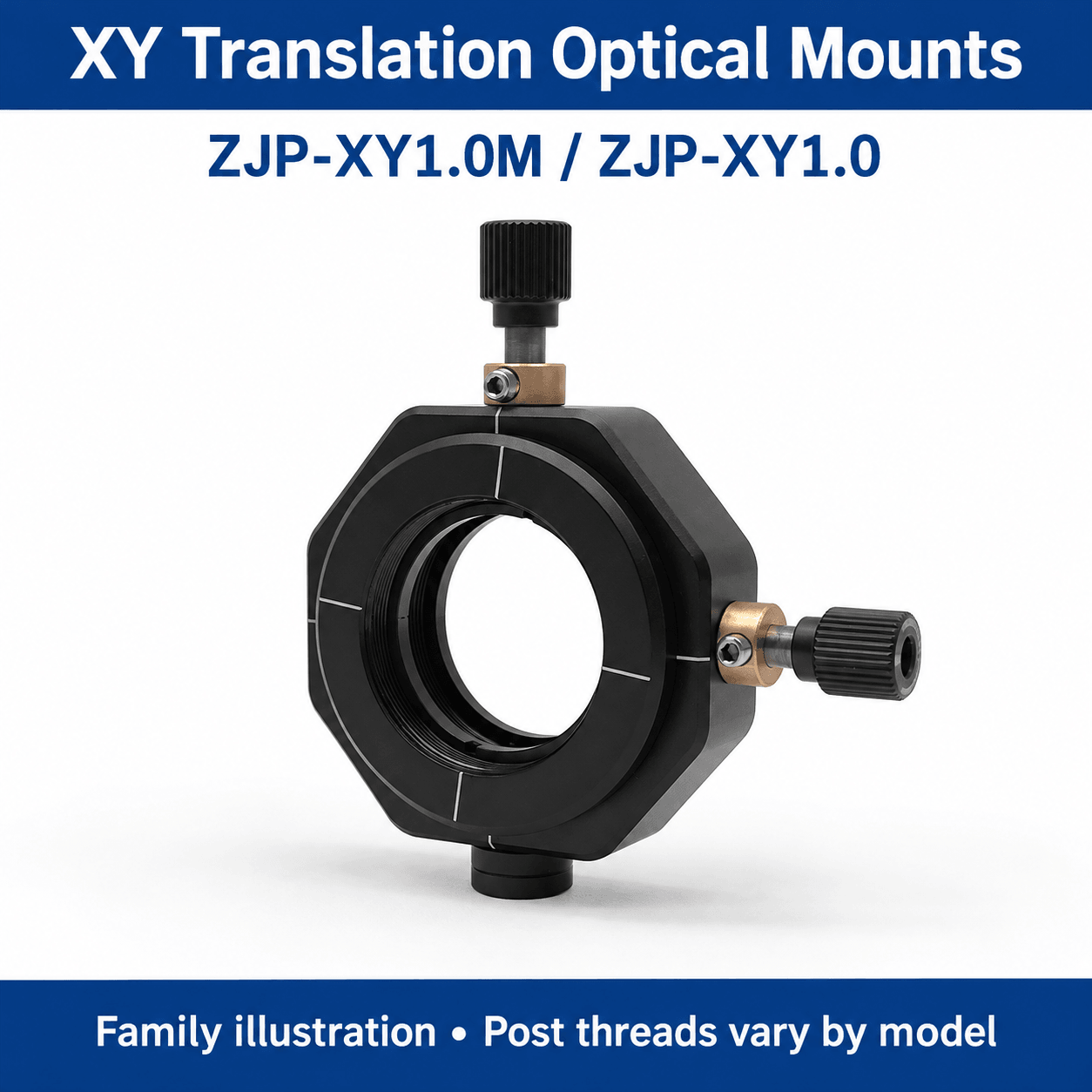 ZJP-XY1.0M / XY1.0 XY Translation Optical Mounts — English reference illustration