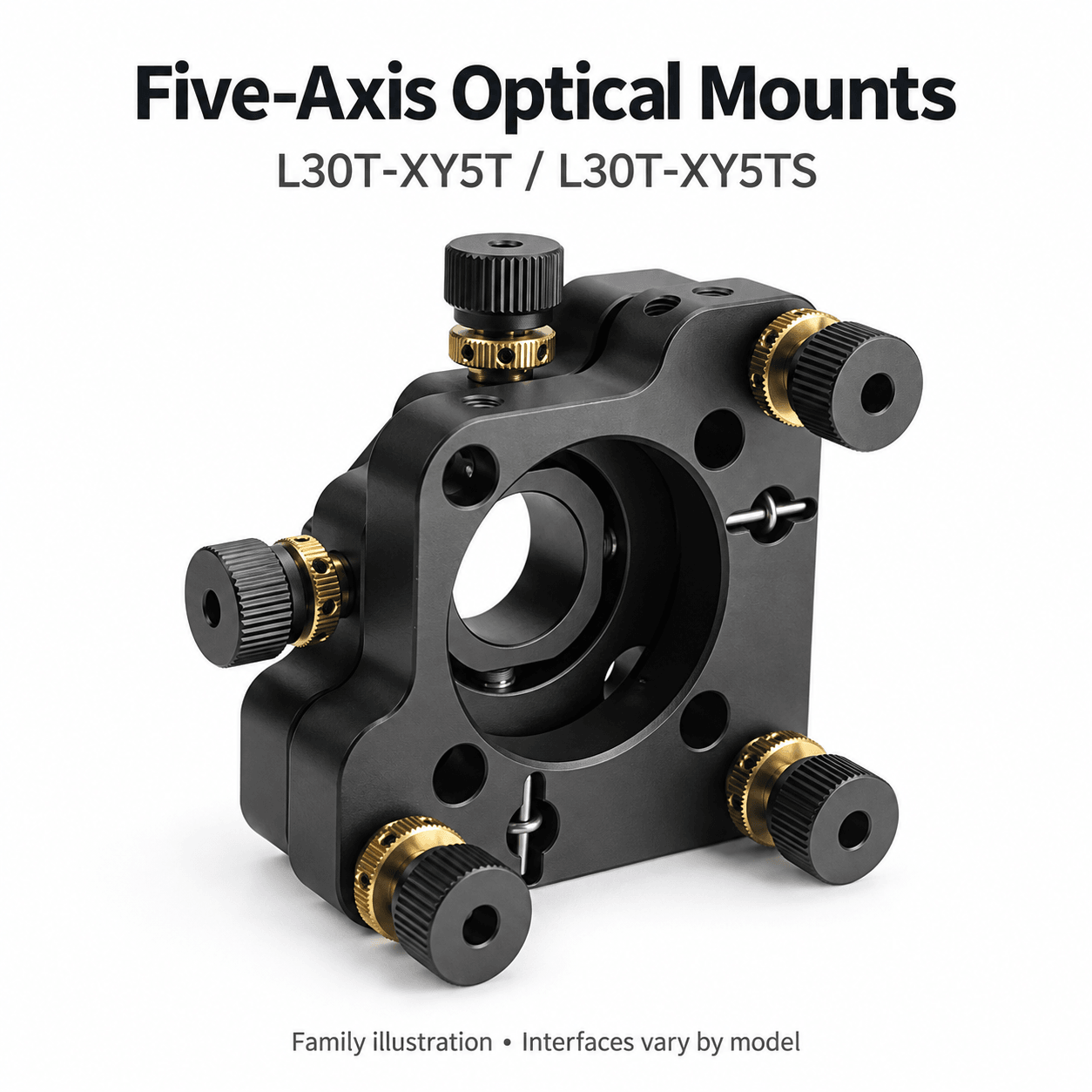 L30T-XY5T / XY5TS Five-Axis Optical Mounts — English reference illustration