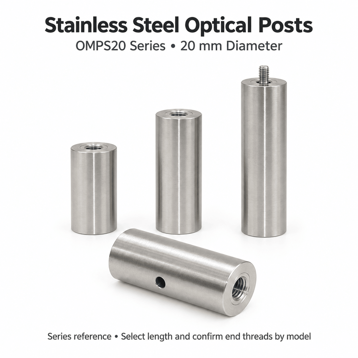 OMPS20 20 mm Stainless Steel Optical Posts — English reference illustration