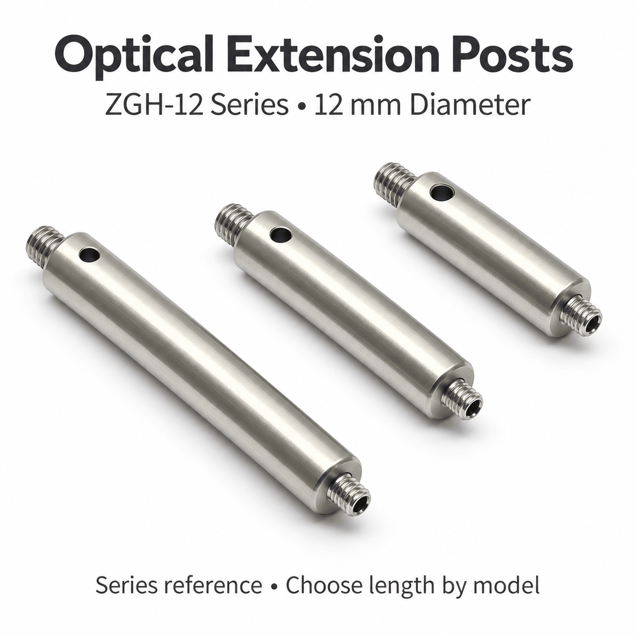 ZGH-12 12 mm Stainless Steel Optical Extension Posts — English reference illustration