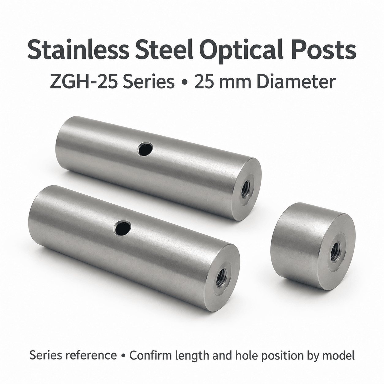 ZGH-25 25 mm Stainless Steel Optical Posts — English reference illustration