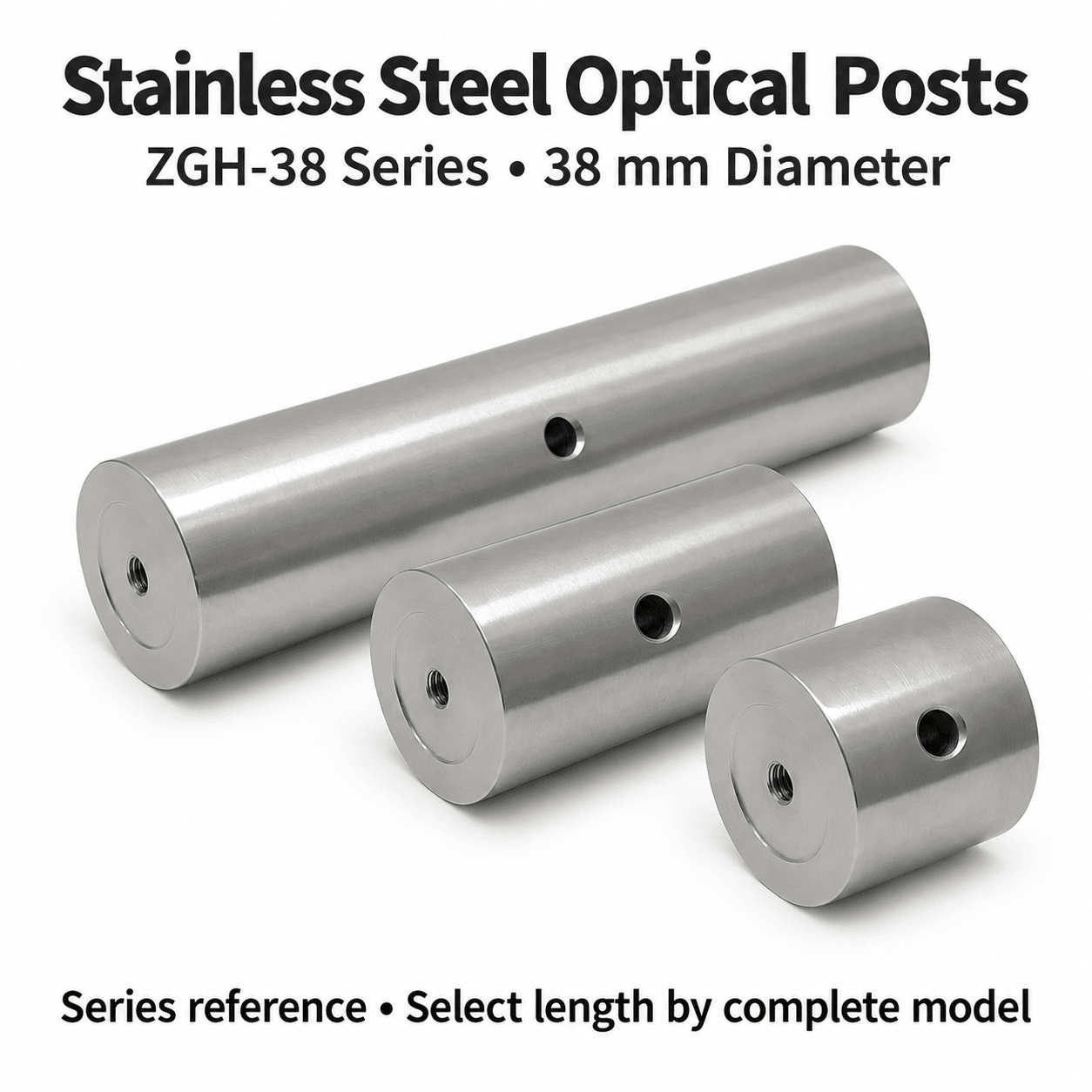 ZGH-38 38 mm Stainless Steel Optical Posts — English reference illustration