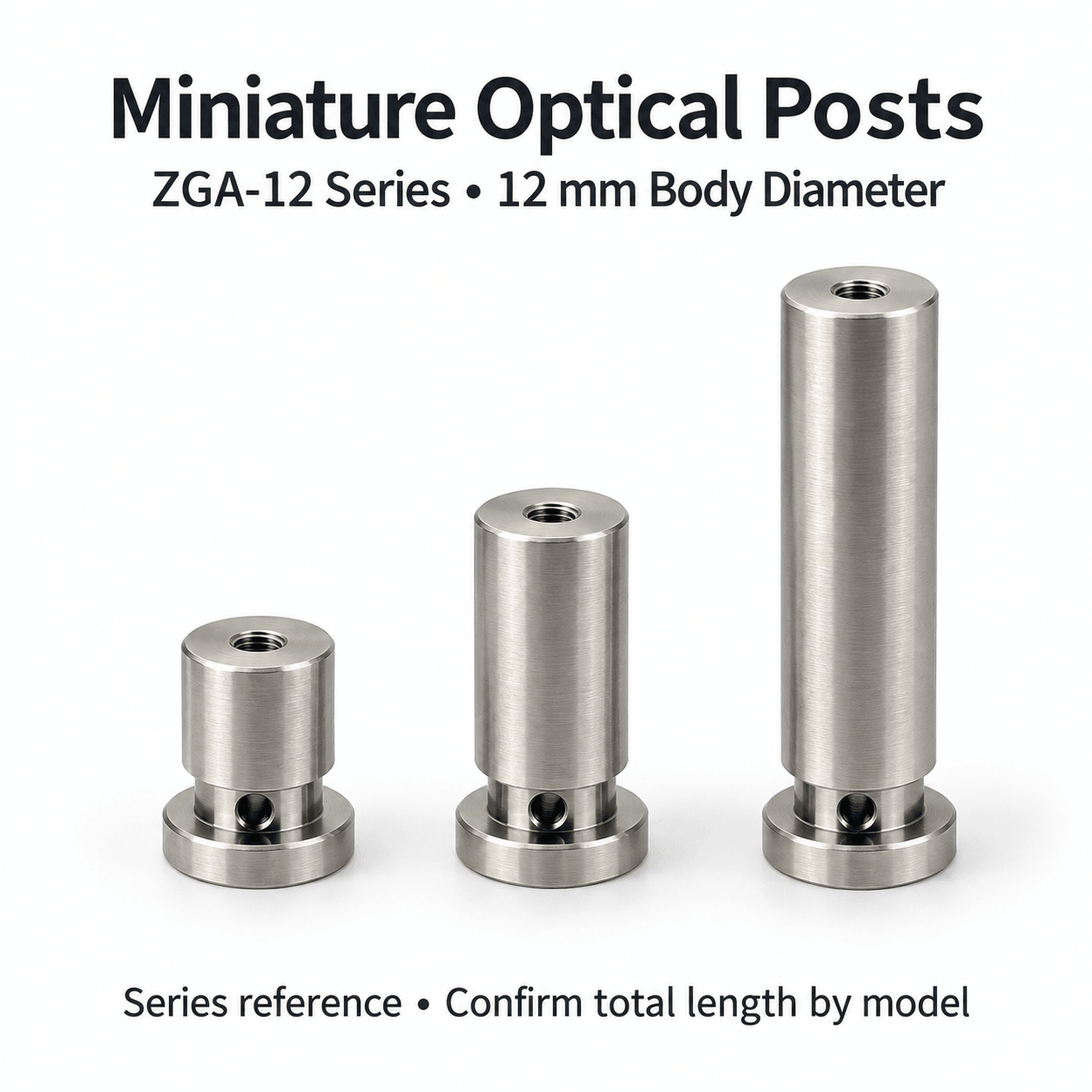 ZGA-12 12 mm Miniature Optical Posts — English reference illustration