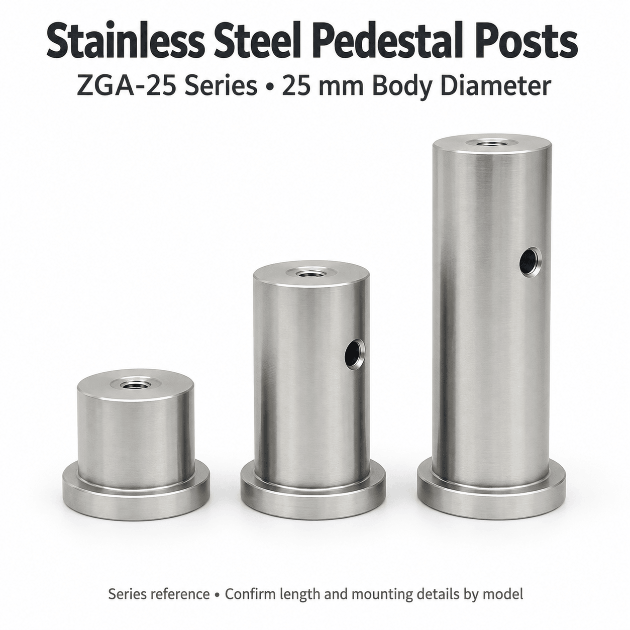ZGA-25 Stainless Steel Pedestal Optical Posts — English reference illustration