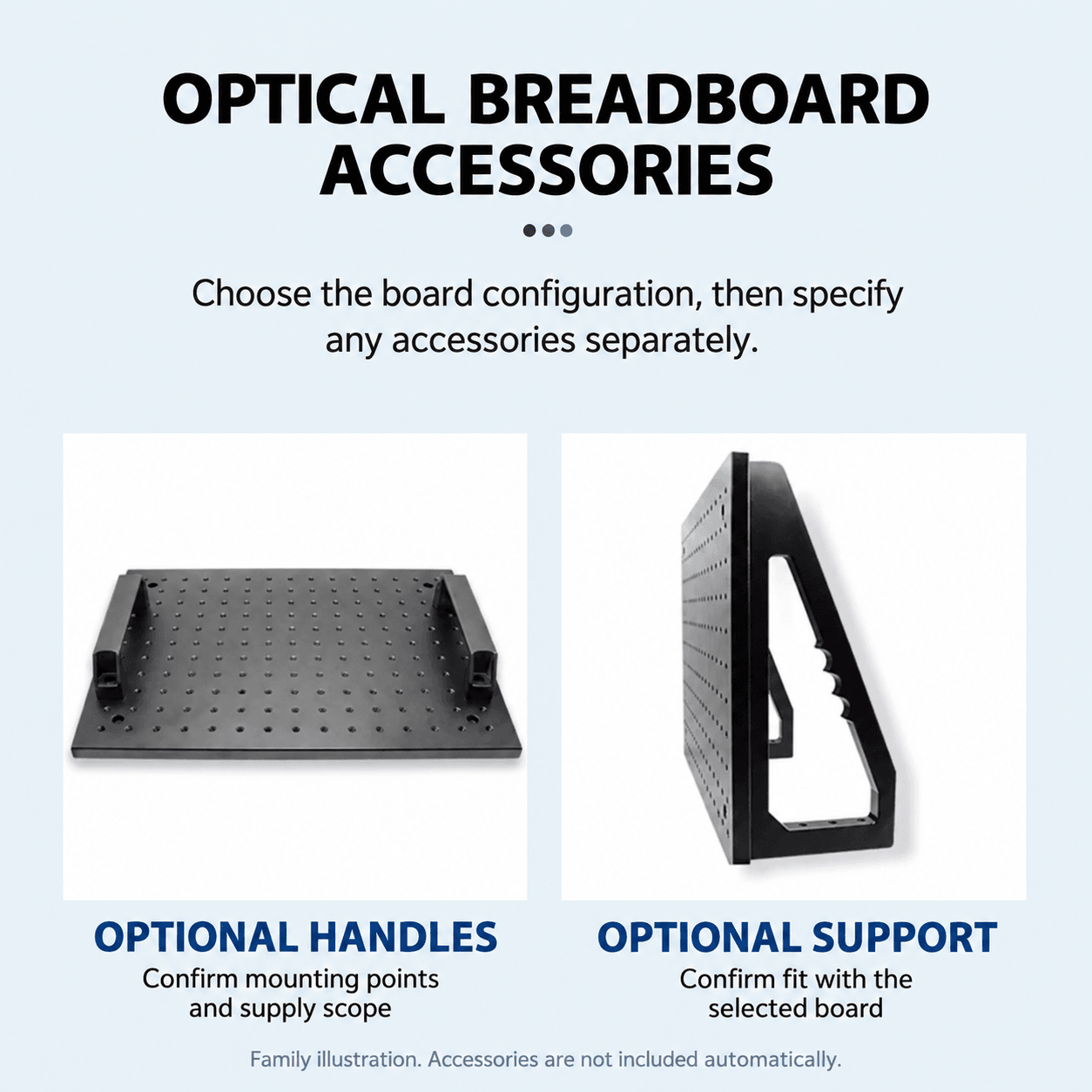 6061 Aluminum Solid Optical Breadboards — English reference illustration