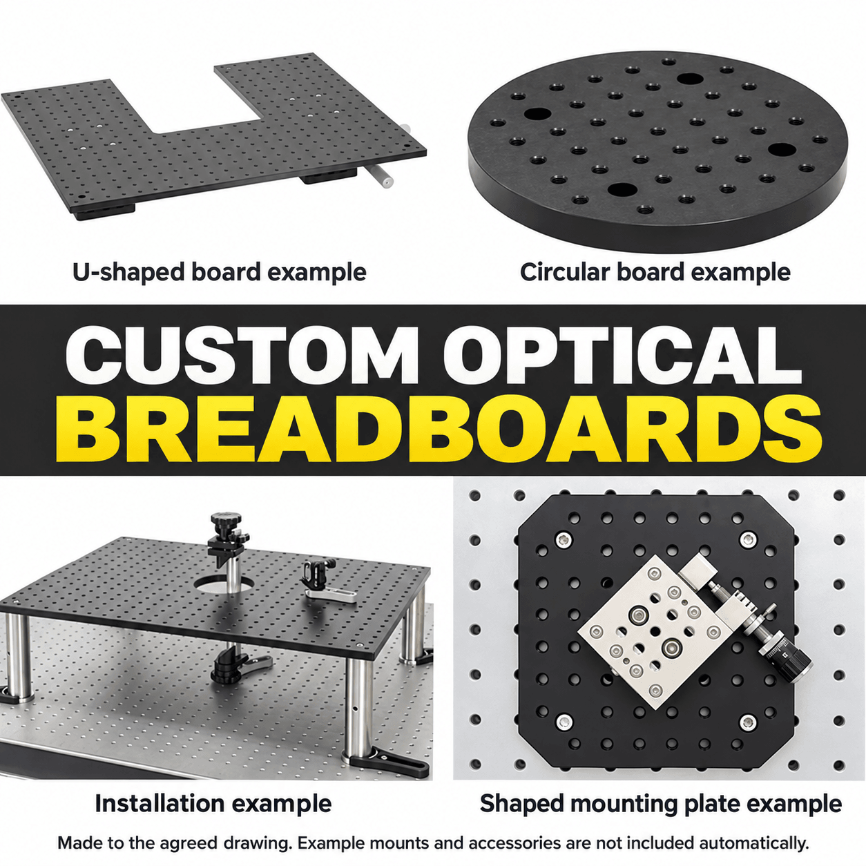 Drawing-Based Custom Optical Breadboards and Shaped Plates — English reference illustration