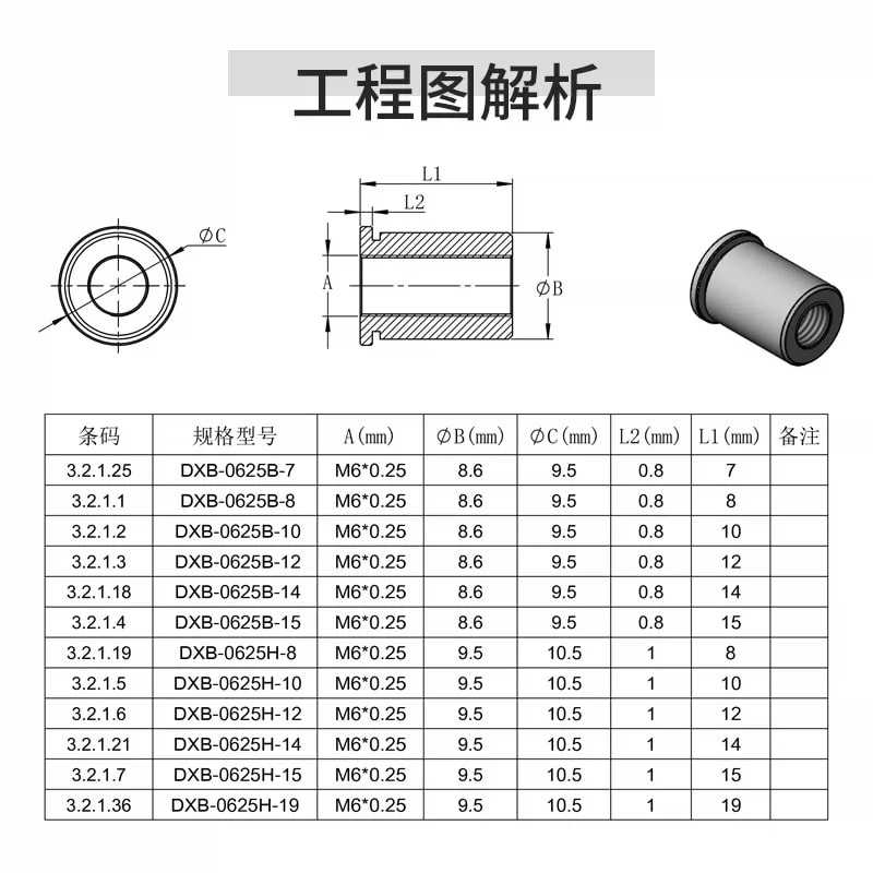 DXB 系列铜制细牙调节螺纹衬套来源图片 2