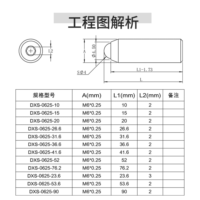 DXS 系列 M6 × 0.25 不锈钢细牙调节螺钉来源图片 2