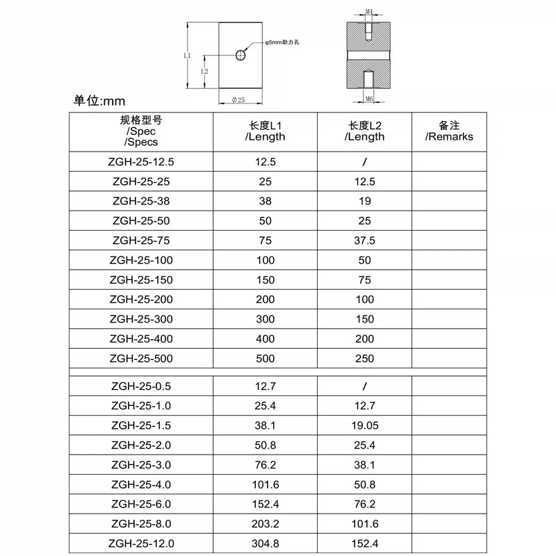 ZGH-25 系列 Φ25 mm 不锈钢光学接杆来源图片 2