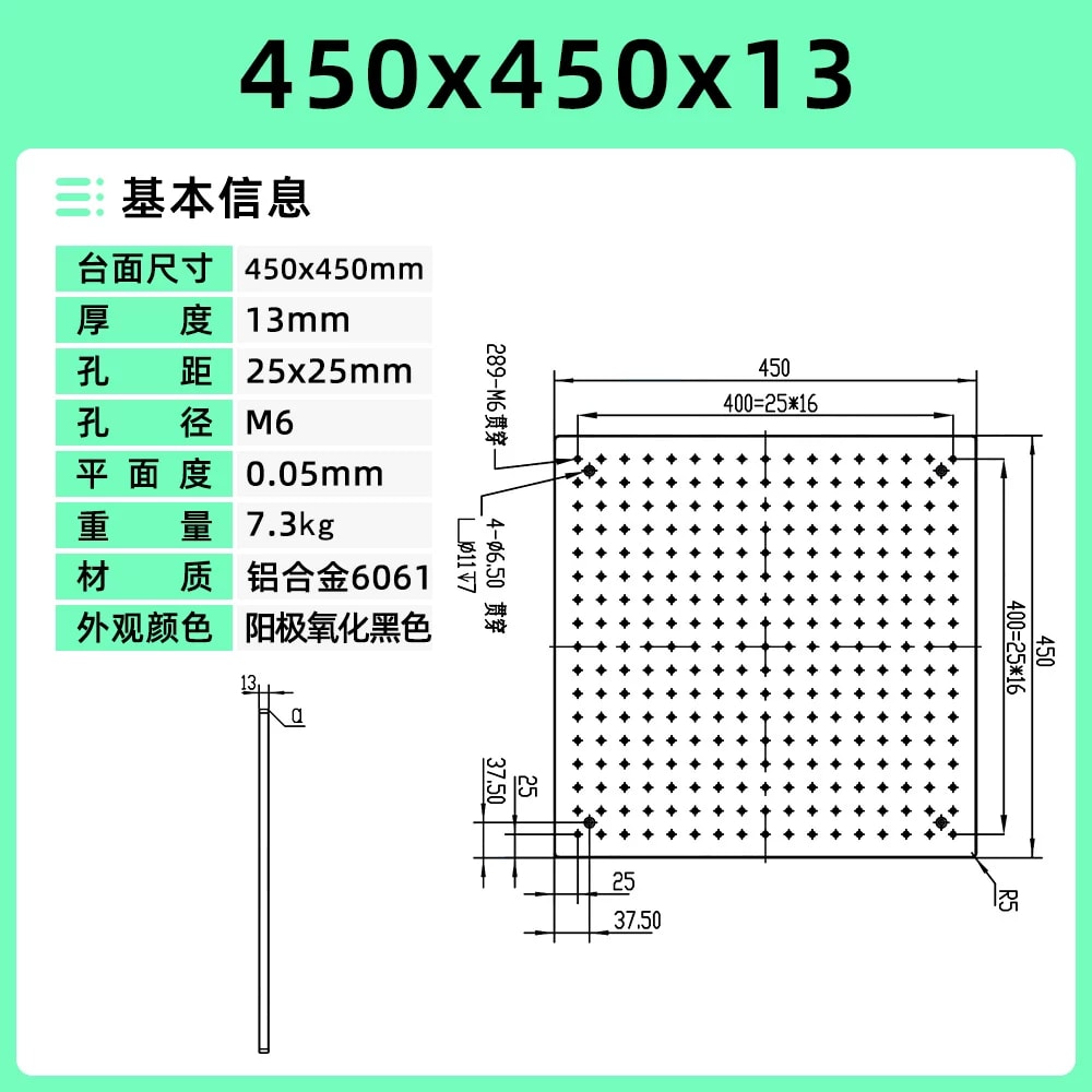 6061 铝合金 M6 网格实心光学平板来源图片 14