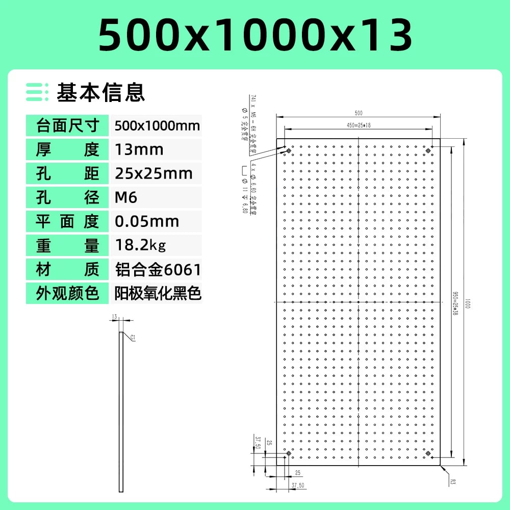 6061 铝合金 M6 网格实心光学平板来源图片 17
