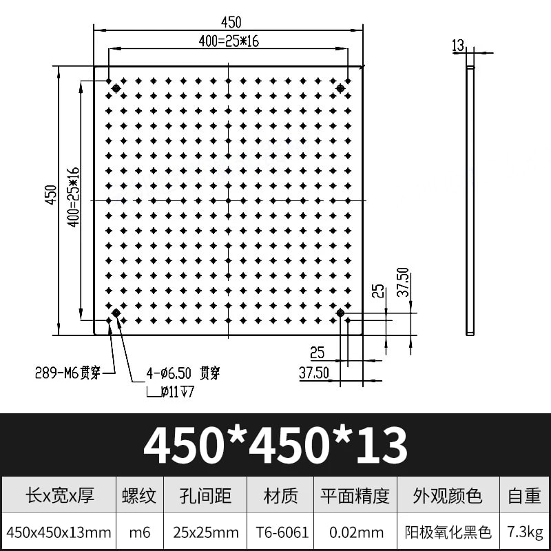25 mm 网格实心铝合金光学平板来源图片 14